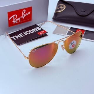 Rayban Zonnebril Aviator Large Metal matte gold violet polarized