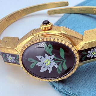 Vintage Swiss Made Edelweiss Bangle Horloge