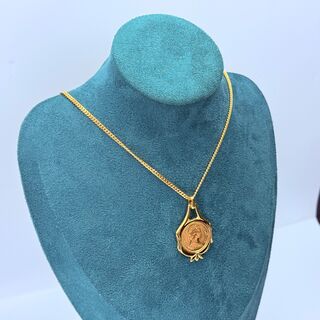 Goldplated collier met Elizabeth II One Penny munt – 1983