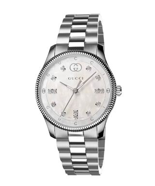 Gucci G-Timeless parelmoer dameshorloge met diamanten accenten