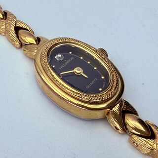 Helbros goldplated dameshorloge met diamant