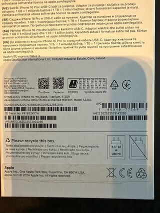 iPhone, Apple, 16 Pro 512GB A3293, black titanium