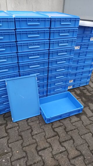 Ca. 40x Opslagbakken met klikdeksel, Blauw