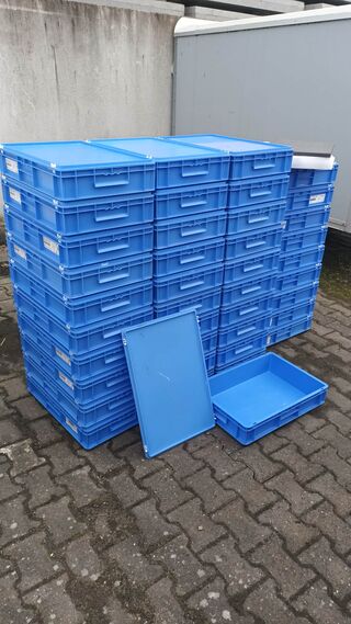 Ca. 40x Opslagbakken met klikdeksel, Blauw