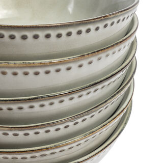 4x Pastaborden set van 6 stuks – Ø17,5 cm – parelwit, VIDI, Sapore