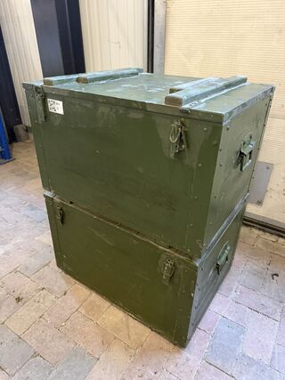 2x Houten opbergkisten / legerkisten, legergroen, 70,5 × 51,5 × 41,5 c