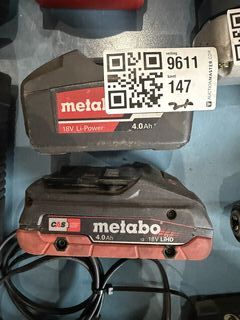 2x Accu 18V LiHD, Metabo, 18V 4.0Ah, zwart/rood