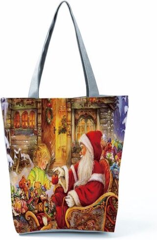 Ca. 25x Kerst shopper tas, diverse kleuren, 40 x 37 x 37 cm