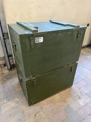 2x Houten opbergkisten / legerkisten, legergroen, 70,5 × 51,5 × 41,5 c