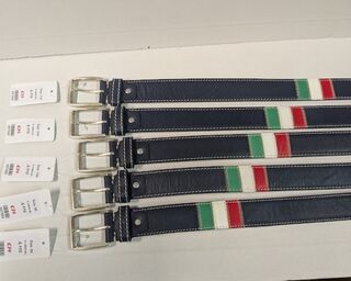 Ca. 20x Leren heren riemen Sluis Leder, blauw / italiaanse vlag, diver