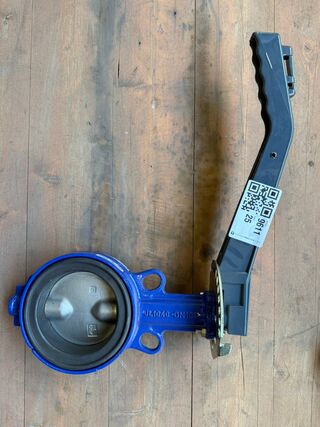 Industriële vlinderklep, AMRI, DN100 PN10/16, blauw/zwart/grijs, DN100