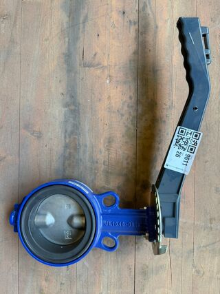 Industriële vlinderklep, AMRI, DN100 PN10/16, blauw/zwart/grijs, DN100