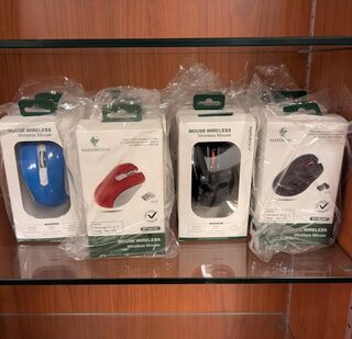 Ca. 19x Wireless mouse, Saatchitech, zwart, rood en blauw