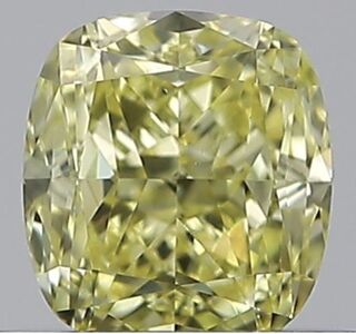 Diamant – 0.40 carat Fancy geel Kussenvorm geslepen diamant met een GI