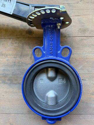 Industriële vlinderklep, AMRI, DN100 PN10/16, blauw/zwart/grijs, DN100