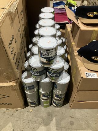 Ca. 60x Blikken  kozijnen buitenverf, Inventiv