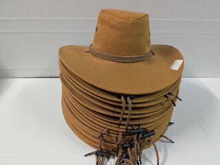 Ca. 18x Cowboy hoed vilt, beige, 56 – 58