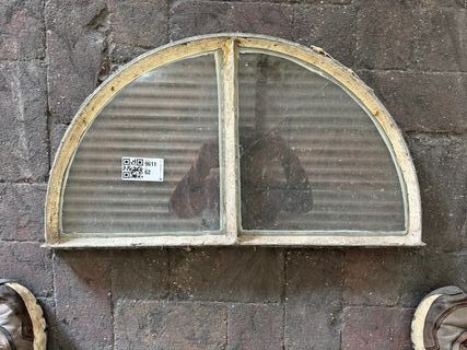 Halfrond stalraam, Historisch, wit/roest, 65 cm breed