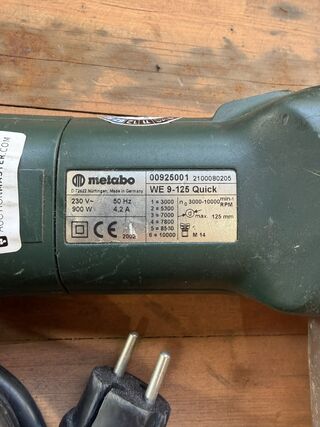Haakse slijper, Metabo, WE 9-125 Quick, groen/zilver, 2002, 900 W – 12