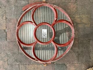 Rond rozet-stalraam, Historisch, Roodbruin, diameter 47,5 cm