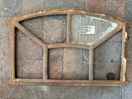 Gebogen stalraamframe, Historisch, wit/roest, 60 cm breed; 32,5-37,5 c