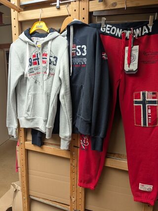3x Dames sweater en sportbroek, Geographical Norway, rood / blauw / gr