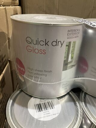 Ca. 20x Blikken verf  quick dry gloss, B&Q, wit