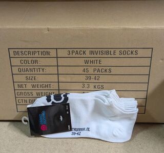 Ca. 45x Invisible witte sokken 3 pack, wit, mt 39 – 42