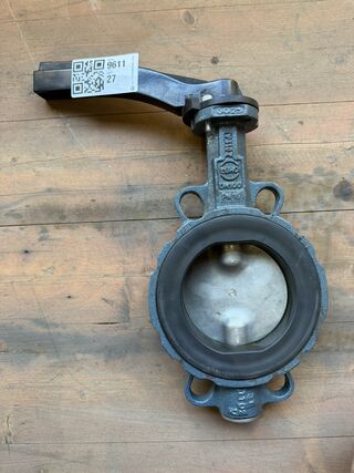 Industriële vlinderklep, FAF Armaturen, DN100 PN16, blauwgrijs/zwart,