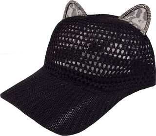 Ca. 10x Cat ear baseball cap, zwart, one size