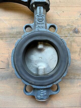 Industriële vlinderklep, FAF Armaturen, DN100 PN16, blauwgrijs/zwart,