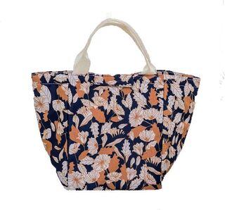 Ca. 40x Lunchtas bladeren motief, blauw / oranje / wit, 6,6 ltr