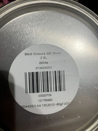 Ca. 20x Blikken verf  quick dry gloss, B&Q, wit