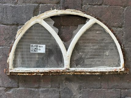 Halfrond stalraam, Historisch, wit/roest, 60 cm breed