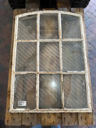 Boogvormig 9-ruits stalraam, Historisch, wit/roest, 70 cm breed; 95-10