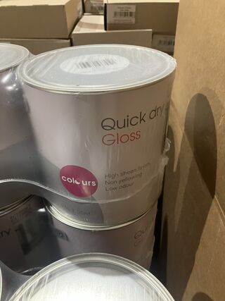 Ca. 20x Blikken verf  quick dry gloss, B&Q, wit
