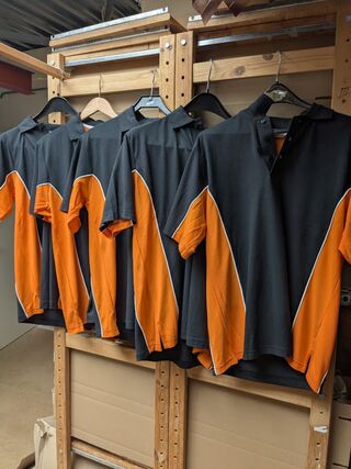 5x Poloshirt werkkleding / acive wear Gamegear track, zwart oranje, mt