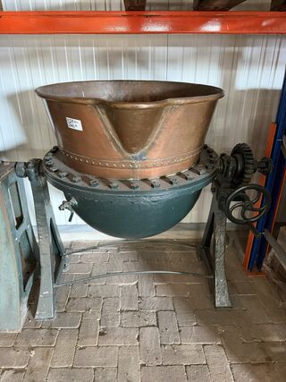 Industriële kantelbare kookketel, Jamketel met handwiel, koper/brons/g
