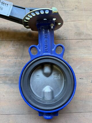 Industriële vlinderklep, AMRI, DN100 PN10/16, blauw/zwart/grijs, DN100