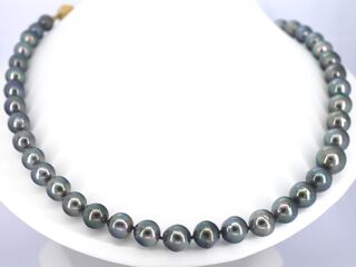 Schoeffel – Tahiti parel ketting met gouden diamanten sluiting