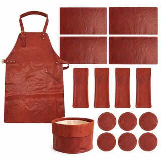 Served with Style 16-delige leren horeca- en tafelset, chestnut (kasta