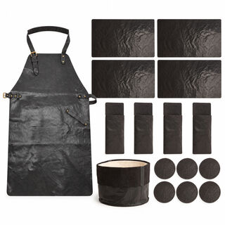 Served with Style 16-delige leren horeca- en tafelset, zwart