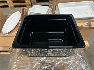36x Zwarte gastronoombak GN 1/2 150 mm diep polycarbonaat Vogue