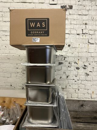 10x RVS gastronoombak GN 1/1 met deksel WAS Germany