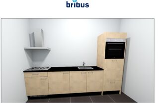 Nieuwe keukenopstelling incl. apparatuur, Bribus, houtdecor, rechte ke