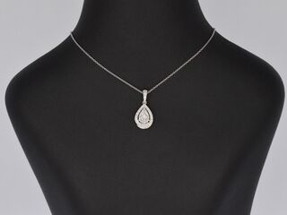 Witgouden hanger met diamanten pear shape, excl. ketting