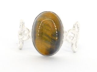 natuurlijke zilveren ring met Tijger oog
