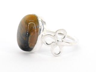 natuurlijke zilveren ring met Tijger oog