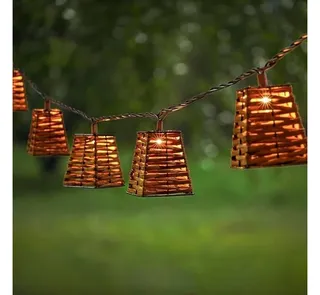 1 Solar Lichtsnoer met Rieten Mandjes specilights, 8720168000392, brui