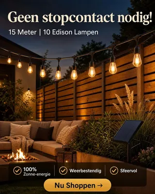 1 Solar Prikkabel  – Warm Witte Buitenverlichting voor Tuin & Overkapp